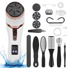 17Pcs Electric Foot Callus Remover With Vacuum Foot Grinder Rechargeable Foot File Dead Skin Pedicure Machine With 3 Grinding Heads 2 Speeds Foot (Option: white)