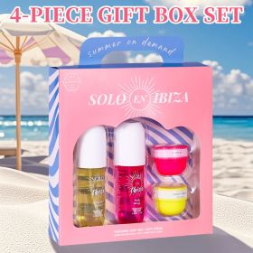 4pc Scented Body & Hair Mist & Cream Travel Set - 4 Long Lasting Fragrances for Men & Women - Perfect for Dating, Daily Use (89514-89515: 4-Piece Set(PINK))