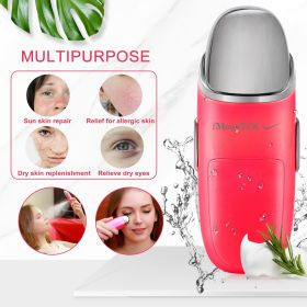 Nano Facial Mister Nano Cool Mist Facial Sprayer Portable Handy Face Steamer Moisturizing Massager USB Charge (Color: Red)
